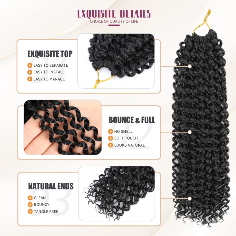 Dansama Passion Twist Hair Water Wave Braiding Hair for Butterfly Style Crochet Braids Bohemian Hair Extensions (14inch (Pack of 7), #1B) - Image 4